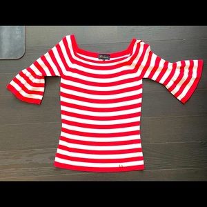 Luisa Spagnoli red and white straps top